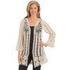 Collections Etc Open-Front Lace Border 3/4 Length Sleeve Crochet Cardigan - 4 of 4
