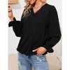 Whizmax Women's Casual Lace Pom Poms Blouses Long Sleeve V Neck Chiffon Shirts Tops Black XL - 4 of 4