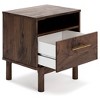 Calverson Nightstand Brown/Beige: Industrial Bedside Table with Storage, Metal Glides - Signature Design by Ashley - 3 of 4