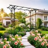 COMHOMA Metal Garden Arch with Gate and Plant Pot Garden Arbor Trellis Climbing Plants Support Rose Arch Black - 2 of 4