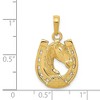 Black Bow Jewelry 14k White or Yellow Gold Horse Head and Horseshoe Pendant, 15mm - 4 of 4