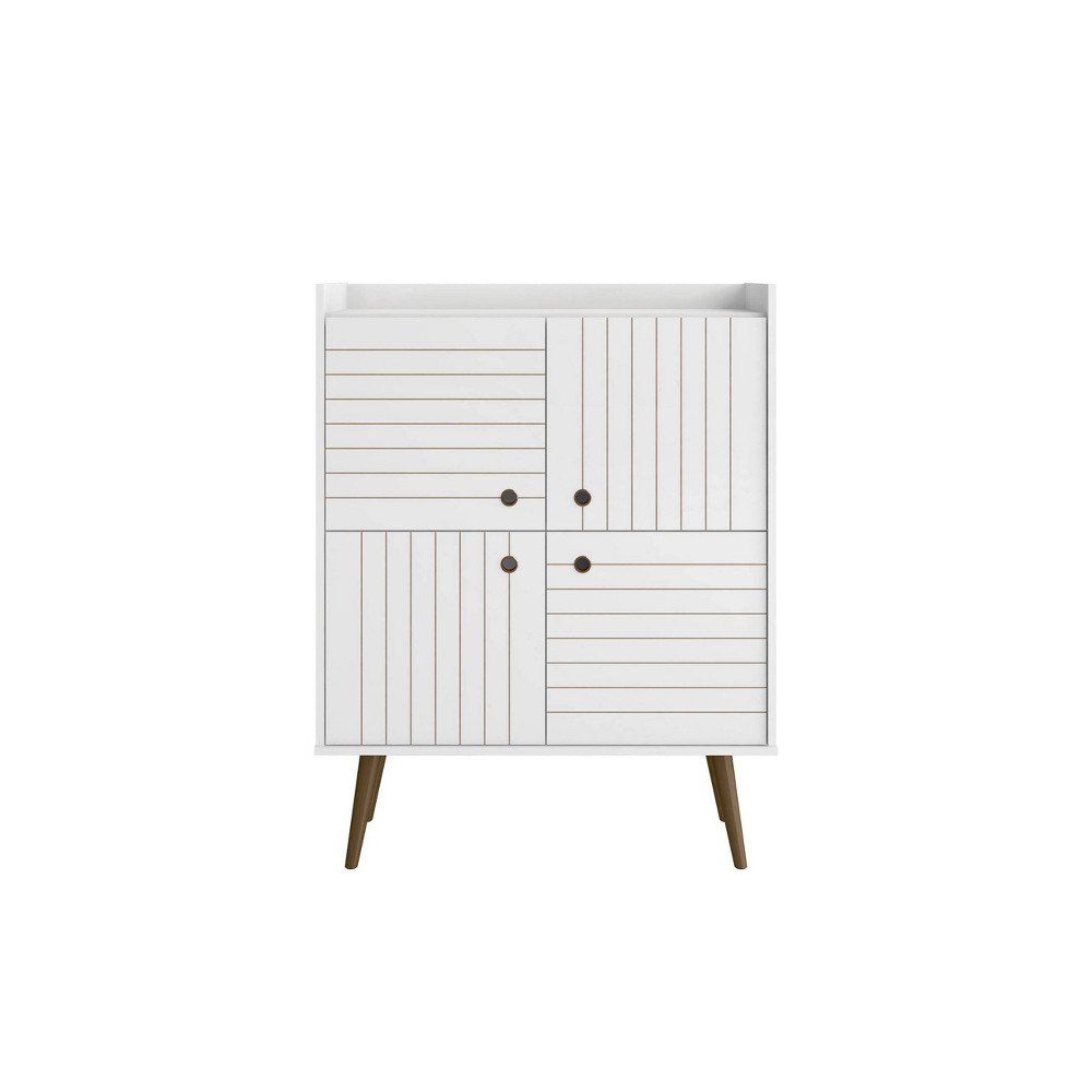 Photos - Dresser / Chests of Drawers 45.5" Bogart Mid-Century Modern 4 Shelf Accent Cabinet White - Manhattan C