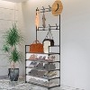 5-Tier Dustproof Entryway Hall Tree Coat Rack Shoe Rack With 8 Removable Hooks Freestanding Shoe Storage Shelf - 2 of 4