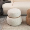 CAVINAS Snowman Plush Stool – Round Ottoman with Lamb Wool Cushion and Solid Wood Frame, Ottoman Foot Rest, Bedroom End Bench, Footstool - 3 of 4