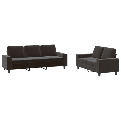 vidaXL 2 Piece Sofa Set in Black Fabric, 2-Seater and 3-Seater Sofas with Sturdy Metal Frame and Plywood, Comfortable Seating with Thick Padding