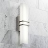 Possini Euro Design Exeter Modern Wall Light Brushed Nickel 17" Light Bar LED Fixture Silk Screened Glass Shade for Bedroom Bathroom Vanity Reading - 2 of 4