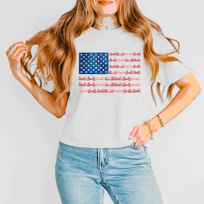 Simply Sage Market American Bow Flag Coquette Boxy Crop Top
