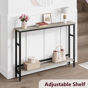Jojoka 5.9" Narrow Sofa Table, 2 Tier Skinny Console Table with Adjustable Shelf, Slim Behind Couch Table for Living Room, - 1 of 4