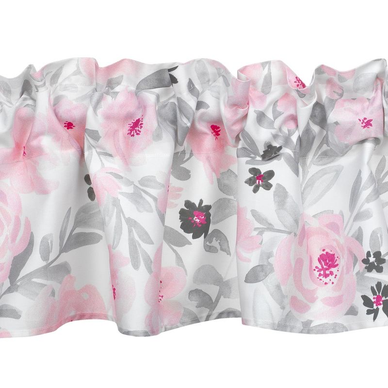 Bedtime Originals Blossom Pink/Gray Watercolor Floral Window Valance, 2 of 5