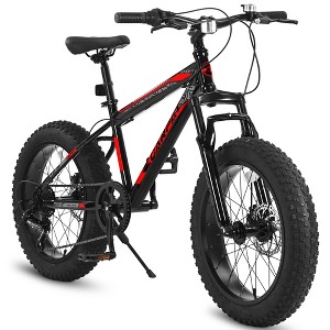 Gulches Kids' Bike 20" Wheels Fat Tire Bike, 4" Wide Fat Tire Snow Mountain Bike for 8-12 Year Old, Steel Frame Bicycles, 7 Speed Teenager,Children - 1 of 4