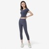 Anna-Kaci Active Women's Fitted Short Sleeve Crop Top with Side Slit Hem - 4 of 4