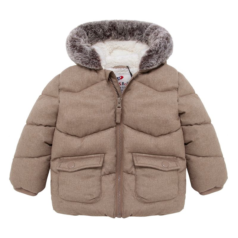 Rokka&Rolla Infant Toddler Boys' Puffer Coat Baby Hooded Winter Jacket, 1 of 13