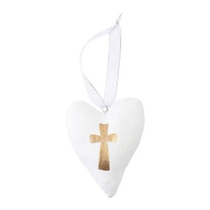 Transpac Canvas Heart w/Gold Cross Home Decorations Spring - 1 of 1
