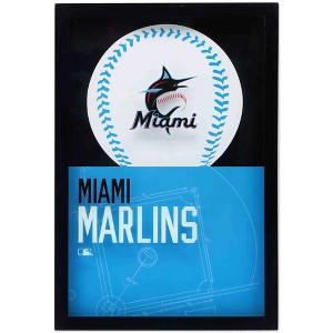 MLB Miami Marlins Baseball Glass Framed Panel - 1 of 4