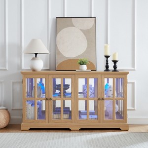 SAINTCY 4-Door LED Antique Curio Cabinet with Glass Doors - 1 of 4