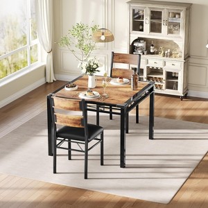 Dining Table Set, Dining Room Table Set with Corner Protector, Wood Kitchen Table and Chairs Set with Upholstered Chairs for Kitchen Room, Apartment - 1 of 4