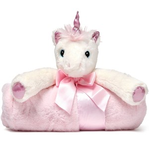 Bearington Baby Cuddle Me Dreamer, Pink Unicorn Large Size Security Blanket, 28.5" x 28.5" - 1 of 4