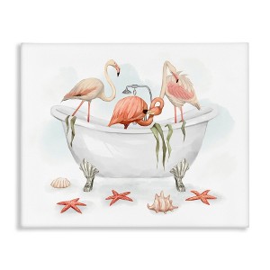 Stupell Industries Flamingo Trio in Nautical Tub Seaside Bathroom Canvas Wall Art - 1 of 4