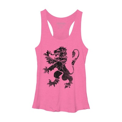 Women's Design By Humans Black Lion Rampant By Snazzygaz Racerback Tank Top