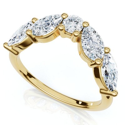 Pompeii3 1Ct Contoured  Diamond Wedding Ring Guard Band 14k Gold or Platinum Lab Created