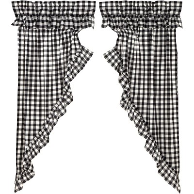 Annie Buffalo Black Check Ruffled Prairie Short Panel Set of 2 63x36x18 VHC Brands