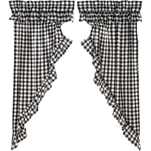 Annie Buffalo Black Check Ruffled Prairie Short Panel Set of 2 63x36x18 VHC Brands - 1 of 4