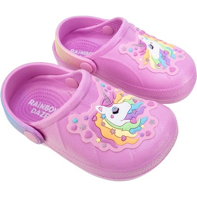 Rainbow Daze Kids Molded Clog, Unicorn Adjustable Slide, Pink, Toddler ...