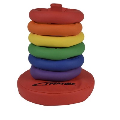 Sportime Soff-Ring Toss Game with Post, Assorted Colors, set of 6 Rings