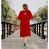 LA LEELA Women's House Daily Routine Evening Wear Holiday Casual Solid Casual Relaxed Caftan Mini Cover Up Evening Dresses for Women 2X-3X Red, Solid - image 4 of 4