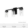 Hunter Fan Gatz with Clear Fluted Glass 3-Light Bathroom Vanity Wall Light Fixture Matte Black - 3 of 4