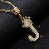 Gold J Letter Necklace - Crown Pendant with 23" Chain, Hip Hop Gift for Men Women - 2 of 4