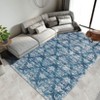 Vintage Rug Floral Area Rugs Thin Boho Geometric Print Distressed Rugs for Kitchen Low Pile Washable - 2 of 4