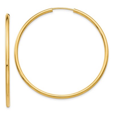 Black Bow Jewelry 2mm x 49mm 14k Yellow Gold Polished Round Endless Hoop Earrings