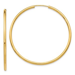 Black Bow Jewelry 2mm x 49mm 14k Yellow Gold Polished Round Endless Hoop Earrings - 1 of 4