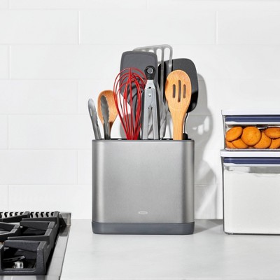 OXO Adjustable Stainless Steel Utensil Holder: Kitchen Utensil Caddy, Hand Wash, Silver, 7.3" Height, 7.9" Width — фото 8