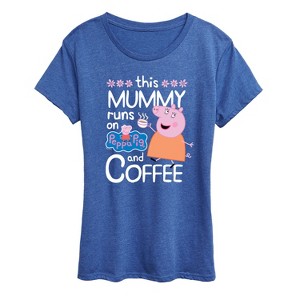 Women's - Peppa Pigs - Mummy Runs on Coffee Short Sleeve Graphic T-Shirt - 1 of 4