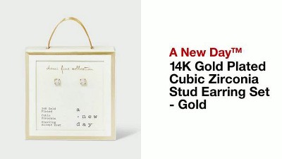 14k Gold Plated Cubic Zirconia Stud Earrings - A New Day™ Gold : Target