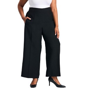 Avenue Women's Plus Size Anna Wide Leg Pleat Front Pant - 1 of 4