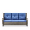 POCASSY Outdoor Wicker Sofa, Outdoor Furniture Patio Couch with All Weather Rattan and Olefin Cushion Cover for Porch, Deck, Gray Wicker Blue Cushion - 3 of 4