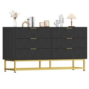 Modern 6 Drawer Dresser,Modern Dresser Chest with Wide Drawers and Metal Handles,Wood Storage Chest of Drawers for Bedroom,Living - 1 of 4