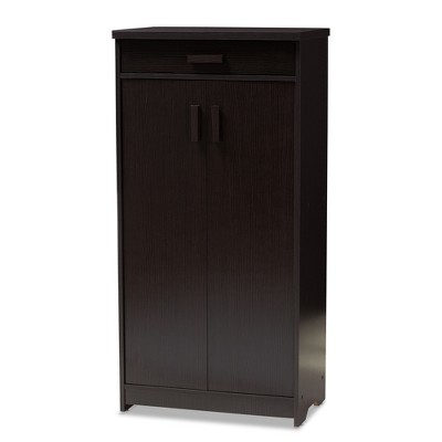 Bienna Modern and Contemporary Finished Shoe Cabinet Dark Brown - Baxton Studio