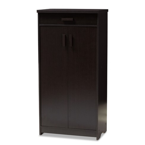 Marine Wenge Finished 2 Door Wood Entryway Shoe Storage Cabinet Brown - Baxton Studio