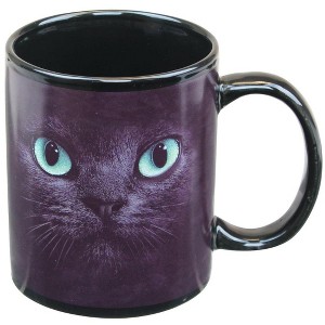 Just Funky Black Cat With Green Eyes 11oz Coffee Mug - 1 of 2