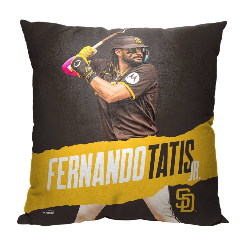 18&#34;x18&#34; MLB San Diego Padres 23 Fernando Tatis Jr. Player Printed Throw Decorative Pillow, 1 of 6