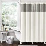 Stitched Woven Striped Yarn Dyed Cotton Shower Curtain Ivory/Black - Lush Décor