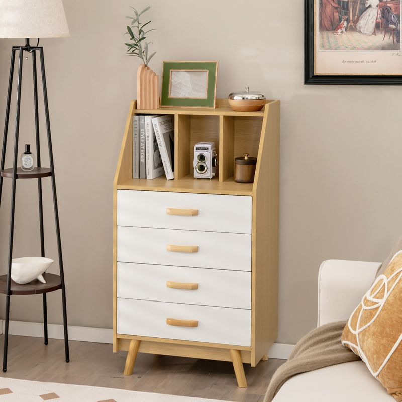 Costway 3-Cube Chest of Drawers Storage Organizer 4-Drawer Dresser with Countertop, 2 of 11