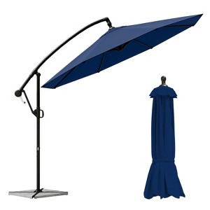FONTOI 360° Rotation Outdoor Umbrella with Crank Handle, Rectangular Market Umbrella with 8 Ribs for Patio, Backyard, Blue, 114.17"*81.49"*114.17" - 1 of 3