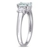 EVERLY JEWELRY | Sterling Silver 1 5/8 CT TGW Aquamarine Created White Sapphire 3-Stone Ring - 2 of 4