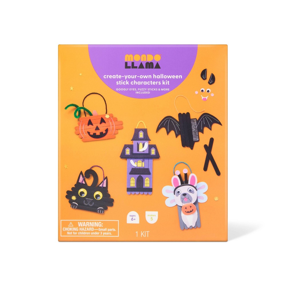 5ct Halloween Craft Stick Character Kit - Mondo Llama™