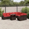 vidaXL 10 Piece Garden Sofa Set with Cushions Brown Poly Rattan - 2 of 4